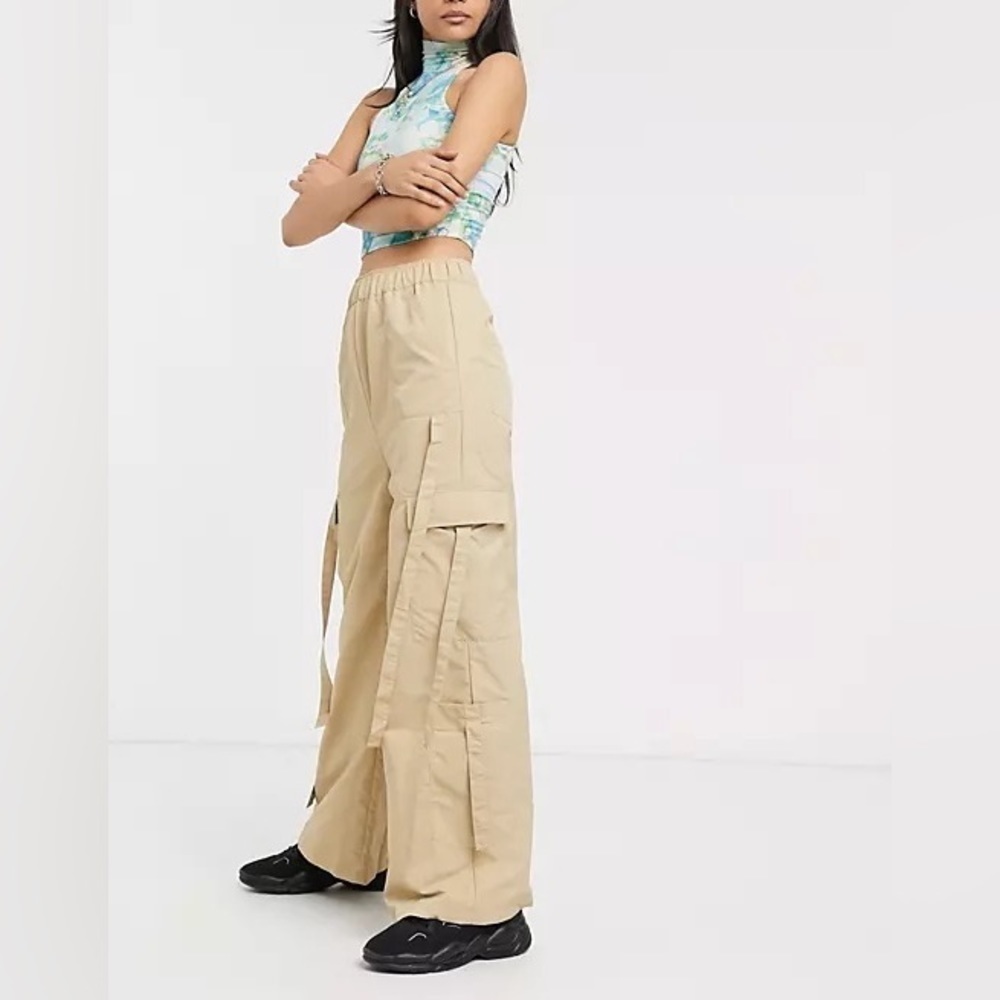 COLLUSION Multi Strap Cargo Nylon Highrise Trousers